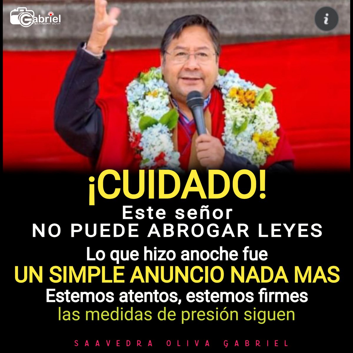 Saav33Gabriel's tweet photo. Que no nos la charlen, debemos estar atentos ante este gobierno mentiroso y sembrador de odio. @mexicambita @MeleanNury @WangFuYueng @evoespueblo hay que seguir firmes en los puntos de bloqueo. https://t.co/GU18wL6Xsf