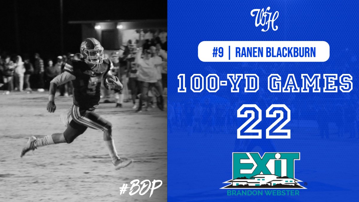 Ranen Blackburn extends his school record with his 22nd career 100 yard rushing game after rushing for 121 yards in a 17-13 win over Smith County #bdp