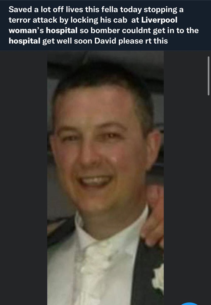 KenBoon_79's tweet photo. Not all heroes wear capes but this fella saved lives today protecting Liverpool women's hospital from a terrorist attack on remembrance Sunday, true hero 👏 https://t.co/713dgO6gjI