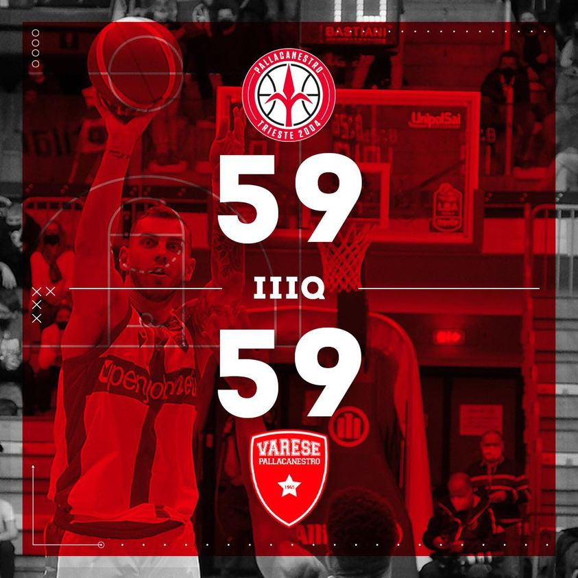 PallVarese's tweet photo. 👊🏻 Terzo quarto a favore di Trieste, ma continuiamo a lottare #TriVar #NoiSiamoVarese https://t.co/b6s3U5u8xt