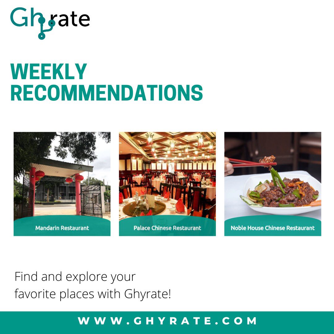 Check out our recommendation for the week Ghyrate.com #Eatery #FavoritePlaces #Explore #Ghana #JustGhyrateIt #Ghyrate #Food @noblehouseghana @mandarinrestaurant @palacechineserestaurant.ng
