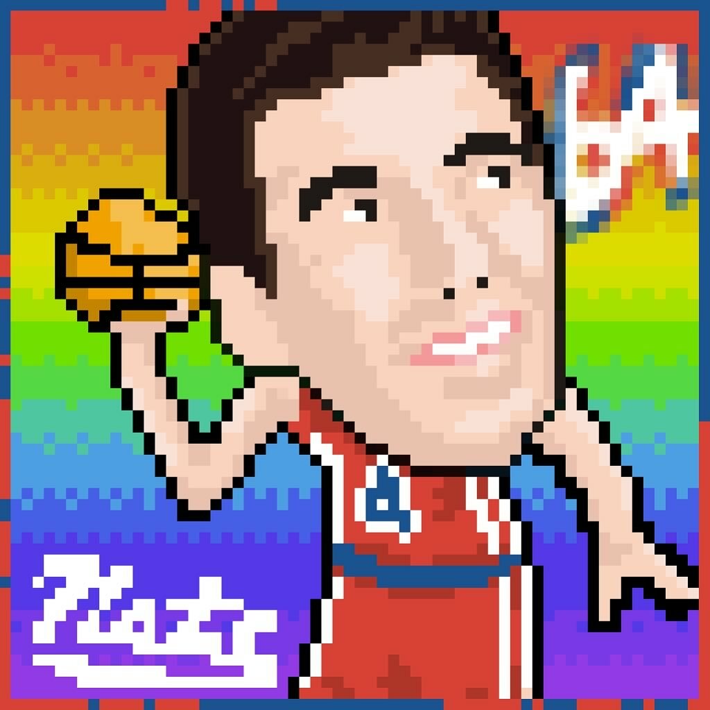 edotsports's tweet photo. “You can't think about basketball or you ruin your game. It is an �instinctive game”.
After breaking his right arm in 1951, he played almost an entire season with a cast. 
#DolphSchayes #64of75 #TheRainbowKid #SyracuseNationals #76ers #HereTheyCome #NBAFanArt #NFTSports #Pix… https://t.co/Q3SFf04UQN