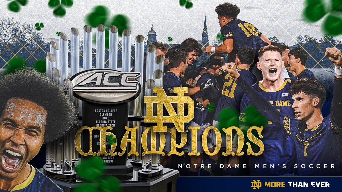 🏆 𝗔𝗖𝗖 𝗖𝗛𝗔𝗠𝗣𝗦! 🏆

For the first time in program history the Fighting Irish have won the ACC Championship title!

#GoIrish☘️