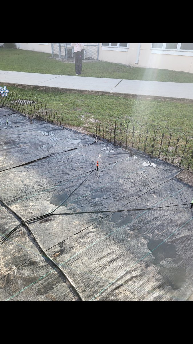 Rocks4th's tweet photo. Preped the garden for planting with the help of my dad. We laid down weeding tarp and installed an irrigation system. I can't want for the kids to get planting. Thank you HEF for supporting our outside learning environment!
@Crestwood2021 
@WeAreHAEST 
@Hillsedufnd https://t.co/paNgAxhd1I