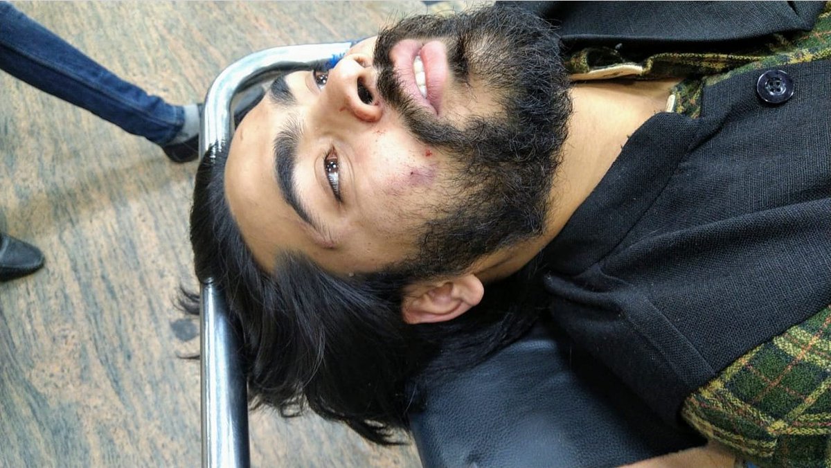 aishe_ghosh's tweet photo. ABVP'S GOONS UNLEASHED VIOLENCE IN JNU TODAY.

Time and again these criminals have  unleashed violence on students and have disrupted campus democracy.

Will the JNU Administration still be silent ? Will no actions be taken on the goons ?

Photos of students attacked today. https://t.co/ZnkjZ10Vhq