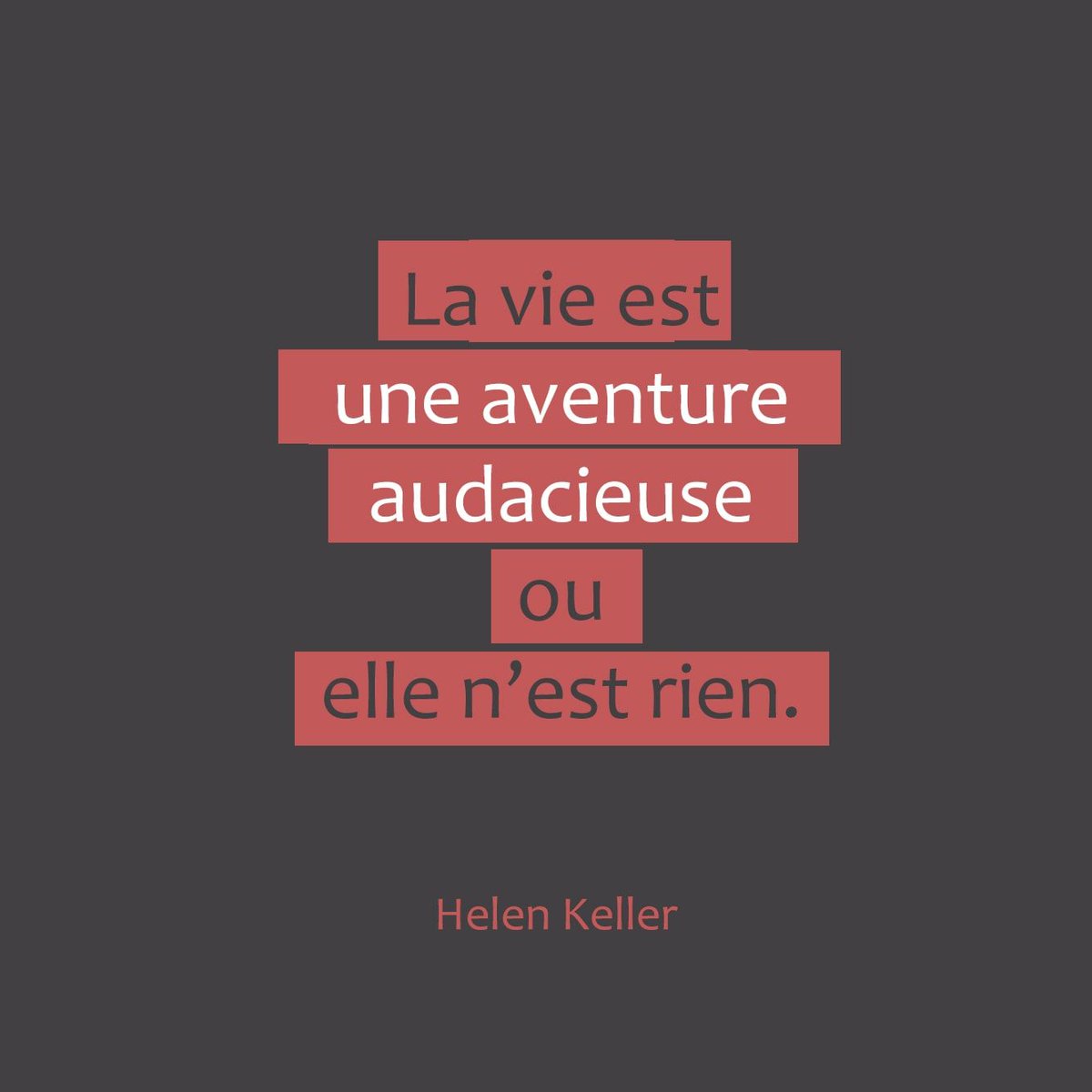 La vie est une aventure audacieuse ou elle n’est rien.
Helen Keller

#art #arte #kunst #artinfo #artnews #fineart #artcontemporary #artinspo #happyartistmovement #artgram #citation #vie #life #aventure
