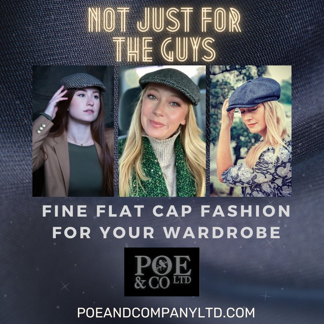 CompanyltdPoe's tweet photo. We pride ourselves on creating the best handmade #flatcaps for both men and women!  We see this trend of ladies adding our stylish caps to their fall and winter wardrobe growing in our customer base!  Life is 5% better with Poe and Company. #ladycaps https://t.co/nadp0jj4kn https://t.co/R6oA1fULEP