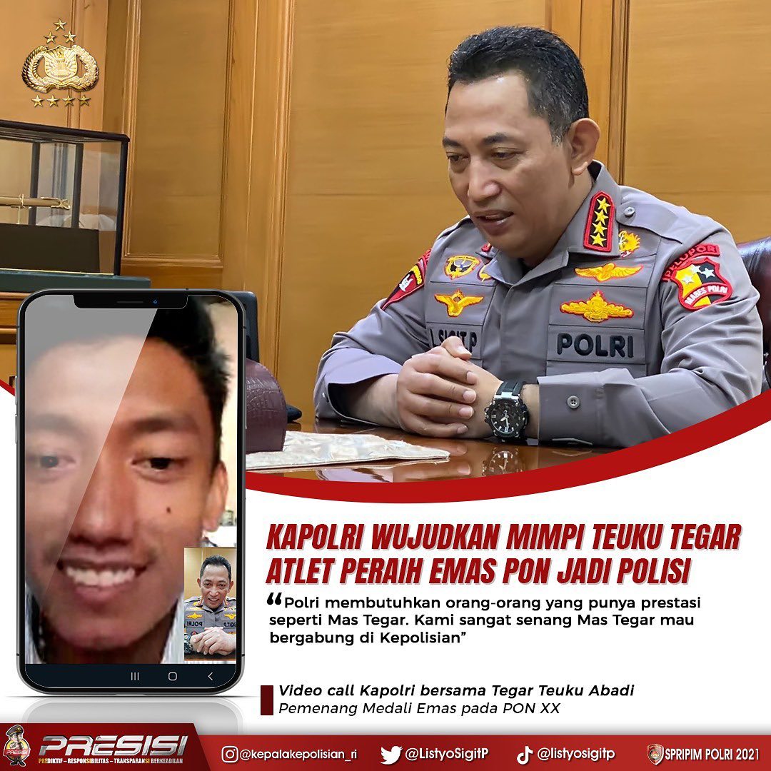 PurworejoPolres's tweet photo. Bercita cita menjadi seorang polisi, Teuku Tegar Abadi seorang atlet lompat galah berprestasi diberi kesempatan oleh kapolri untuk menjadi prajurit Korps Bhayangkara lewat jalur rekrutmen proaktif

#KepedulianKapolriSigit
Perhatian Jenderal Listyo https://t.co/Fz58gufa1u