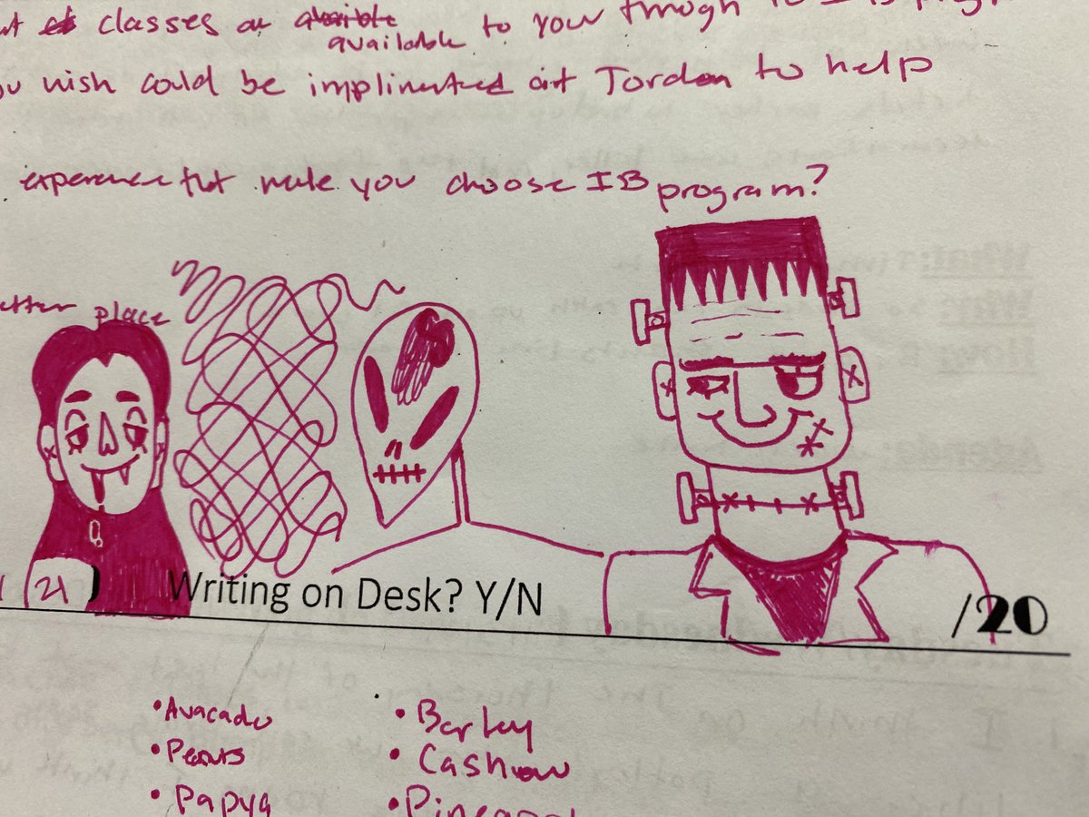 ADivort's tweet photo. I love it when student doodle on their warm up papers https://t.co/8jxToxbskf