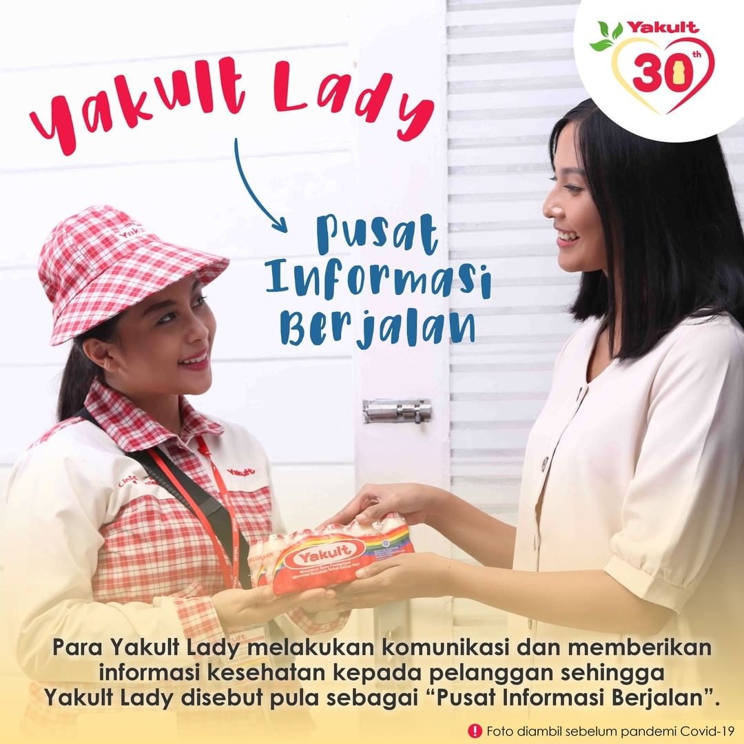 Tahu tidak, Selain mengantarkan Yakult langsung ke tangan pelanggan, Yakult Lady juga memberikan informasi dan edukasi kepada pelanggannya lho
.
Informasi lebih lanjut follow sosial media Yakult Indonesia :
IG : @yakult_indonesia
FB : Yakult Indonesia
Twitter : <a href="/YakultIndonesia/">Yakult Indonesia</a>