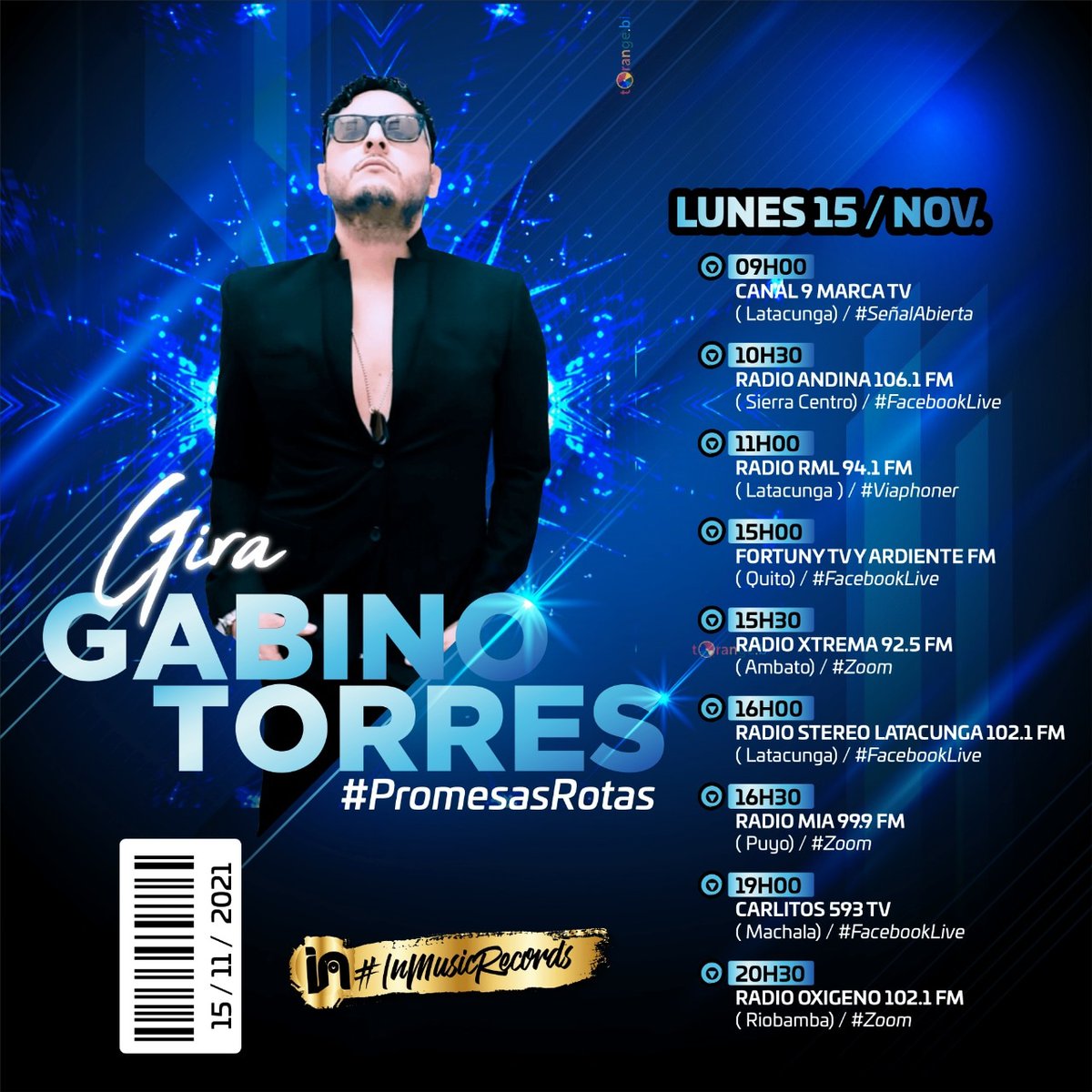 inmusicrecords's tweet photo. #InMusicRecords🇪🇨🎸
Este LUNES giramos con GABINO TORRES compartiendo #PromesasRotas un temazo
#Riobamba #Ambato #Quito #Guayaquil #Orellana #Puyo #Baños #Latacunga #Machchi #Chile @gabinotorres https://t.co/FCtDSGUBCg
