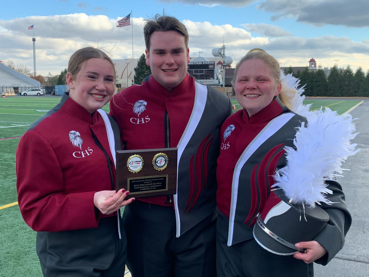 MARCHING BAND CHAMPIONSHIPS IN HERSHEY!
In Hershey the band earned 3rd place out of 16 bands in their division with a score of 89.465, the highest score the band has achieved in the past decade! In addition to that the band won the award for Best Percussion and Best Music!!