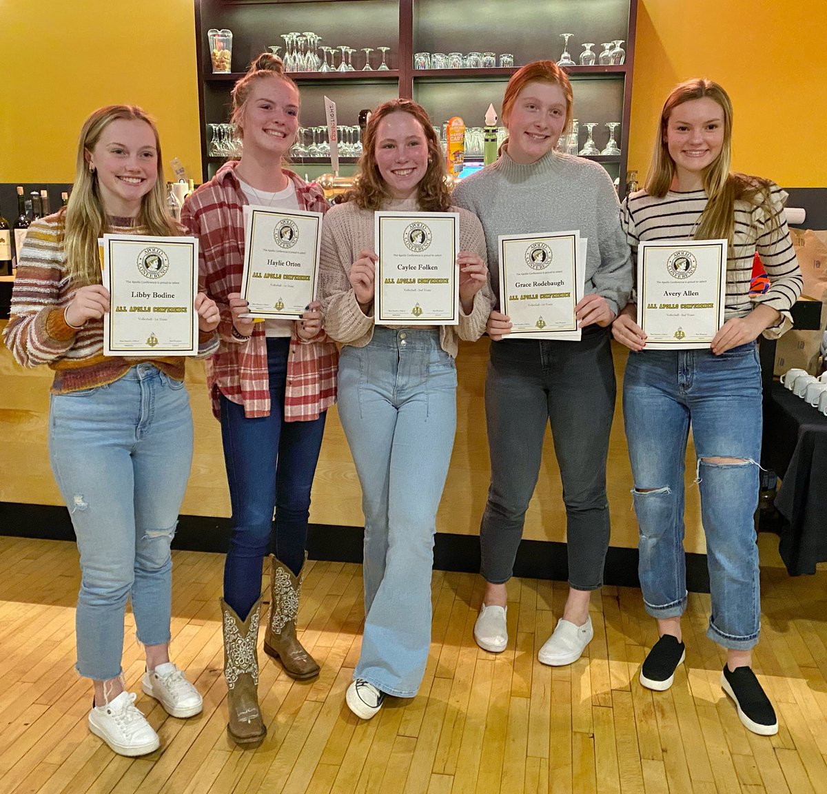 Your 2021 Apollo All-Conference Volleyball Bulldogs
L-R:  Bodine, Orton, Folken, Rodebaugh, Allen