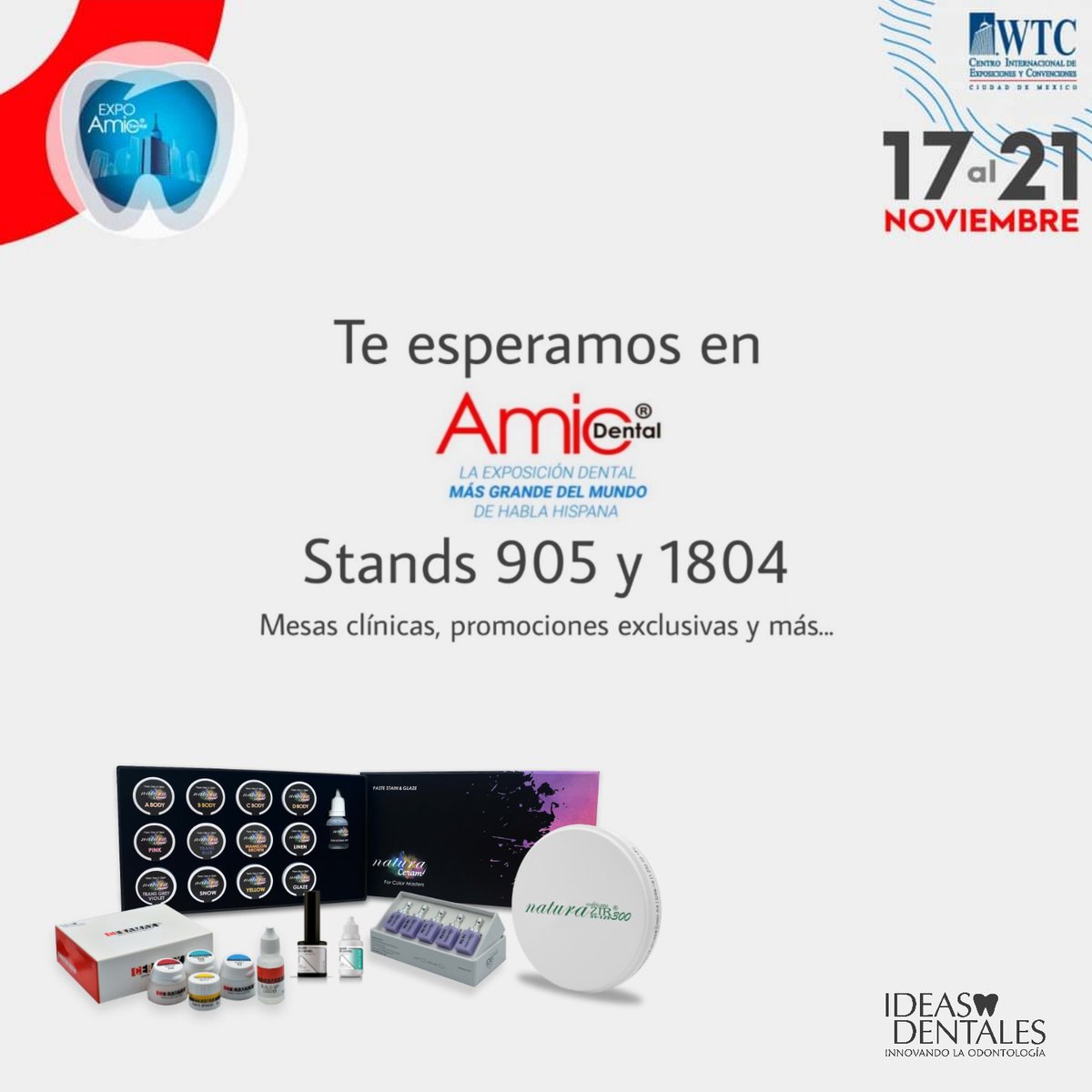 IdeasDentales's tweet photo. Visita nuestros stands durante la #73ExpoAmic ¡Te esperamos en el WTC de la CDMX! https://t.co/0e8sow5me8