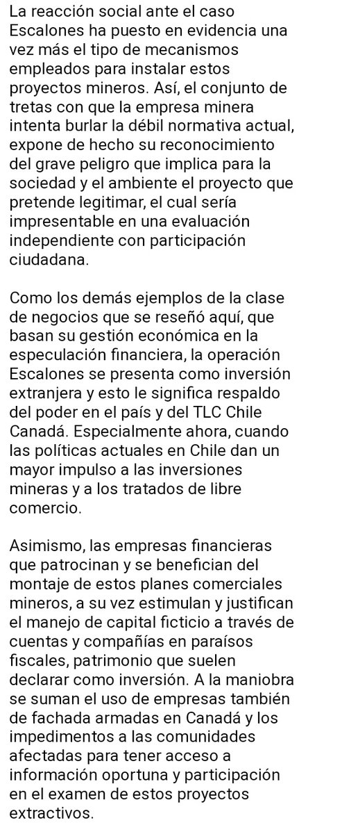 TVMAIPO's tweet photo. Operaciones elusivas en paraísos fiscales para financiar proyecto minero #Escalones #CajóndelMaipo en el informe de #Olca
"Escalones ha puesto en evidencia el tipo de mecanismos para instalar proyectos mineros.
Este modo de hacer negocios está practicamente fuera de todo control" https://t.co/yDQsyfhr37