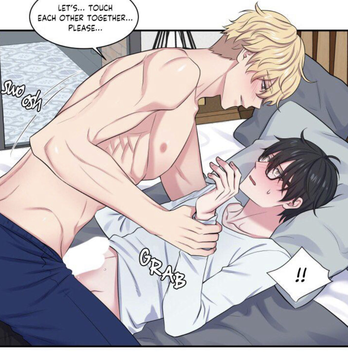 YAOIxxSMUT's tweet photo. “Let’s touch each other together please” 

Sauce: professor’s double life 

#BL 
#yaoi 
#smut https://t.co/ItIafV0tvb
