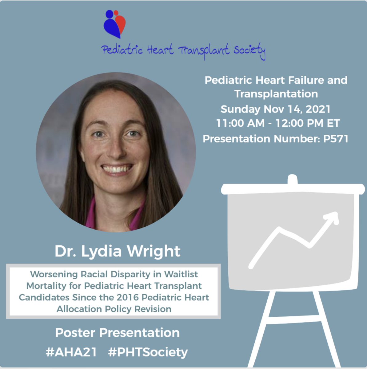 Don't miss the PHTS data being presented today at #AHA21 by Dr. Wright on #RacialDisparity in #PedsHeartTransplant! #TransplantTwitter @nationwidekids @PedsHeartMD @AHAMeetings