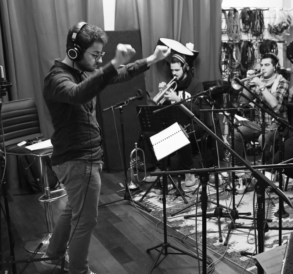 OVERSTUDIOREC's tweet photo. in studio Gerardo Pepe dirige la sezione fiati per le registrazioni del suo nuovo album , sound engineer Angelo Paracchini https://t.co/54FRsIBWBq