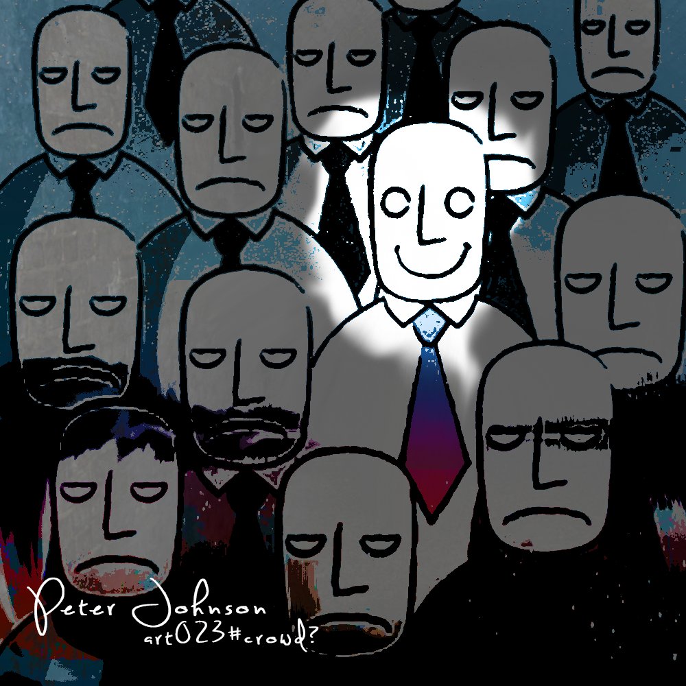 PeterJohnart's tweet photo. art023#crowd?
Be special. Don't follow the crowd.
#art #smile #sad #reality #digitalartist #peterjohnson #crowd #follower #special https://t.co/OAgeQvuWAA