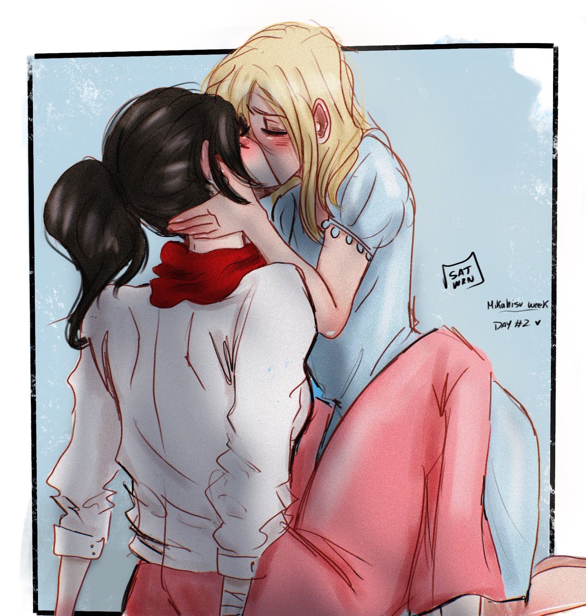 Mikahisu week day 2💓 “first kiss” #mikahisu #mikahisuweek21 #MikasaAckerman #HistoriaReiss #aot