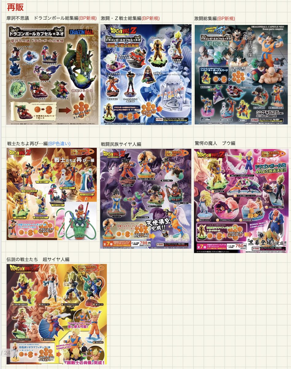 ドラゴンボールカプセル全種リスト 旧ドラカプ、再販含めてまとめまし
