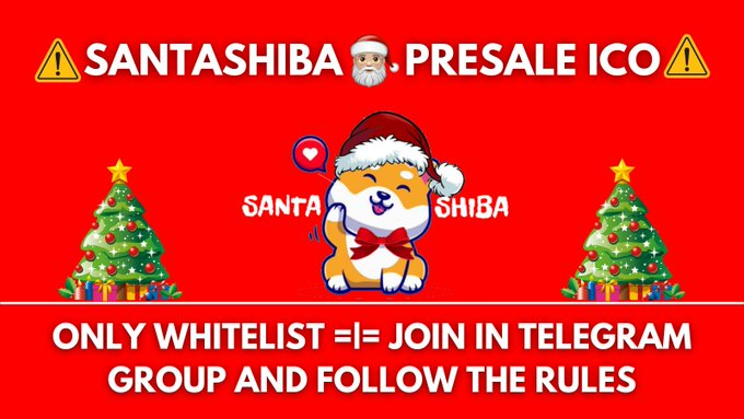 GusConti's tweet photo. ⚠️ SANTASHIBA🎅 | PRESALE ICO ⚠️

💎 Next Gem TO DO 1000X 📈

📅 22 Nov 17:00 UTC 

 Do not miss the new trend of CHRISTMAS COINS with the most popular coin at the moment ➡️  SANTASHIBA 🎅

❎ To JOIN in the WHITELIST Follow the Rules on Telegram Group ➡️ https://t.co/8X4sp6e3lk https://t.co/ZhVqjSObXU