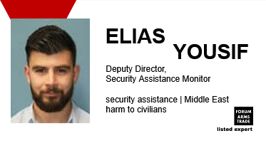 ForumArmsTrade's tweet photo. Shoutout to @EliasDJyousif, @SAMonitorOrg Deputy Director, for his invaluable work quantifying and analyzing U.S. arms sales, security assistance, and military training around the world https://t.co/rPrRNoeTWt