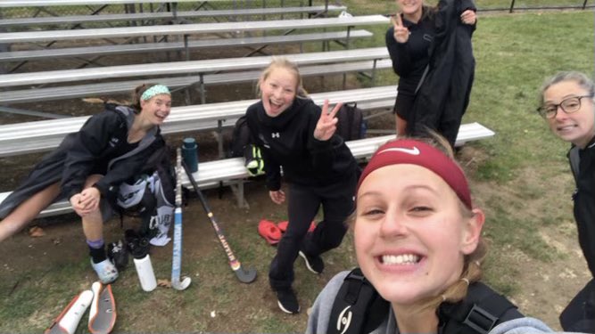 4 of the 5 seniors today at the senior game!!