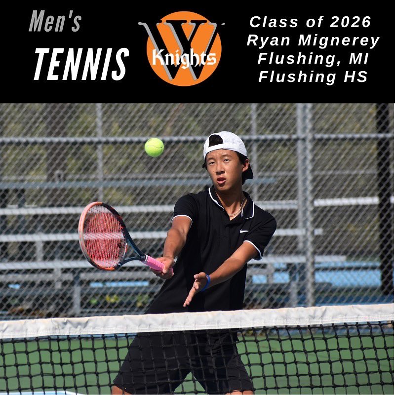 WartburgTennis's tweet photo. Excited to announce the newest member of the class of 2026! Ryan Mignerey coming West from Flushing, Michigan to continue his tennis career at Wartburg! Let’s gooo!
🎾⚔️⚔️🟠⚫️

#goknights #flushinghighschool https://t.co/cTI788kaC1