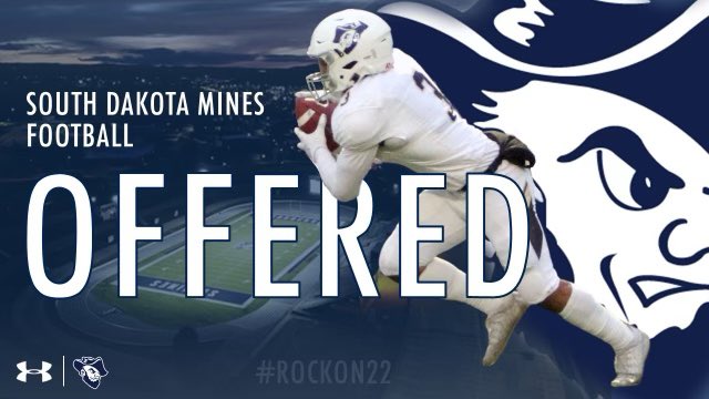 After a good talk with <a href="/CoachStephensOL/">Coach Stephens</a> I’m blessed to say I’ve received an offer from <a href="/HardrockerFB/">South Dakota Mines Football</a> !!!