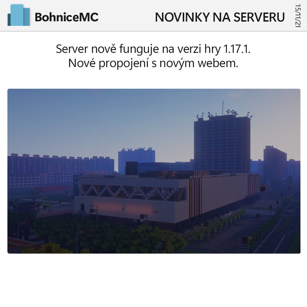 BohniceMC's tweet photo. Novinky na serveru! 👀

Všechny jsou sepsány zde: https://t.co/G3oQyKzlS0 https://t.co/KMClWXWiw9