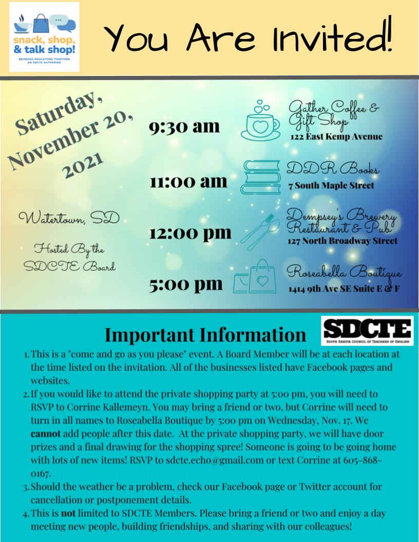 SD Council of Teachers of English (SDCTE) (@sdctenglish) on Twitter photo 