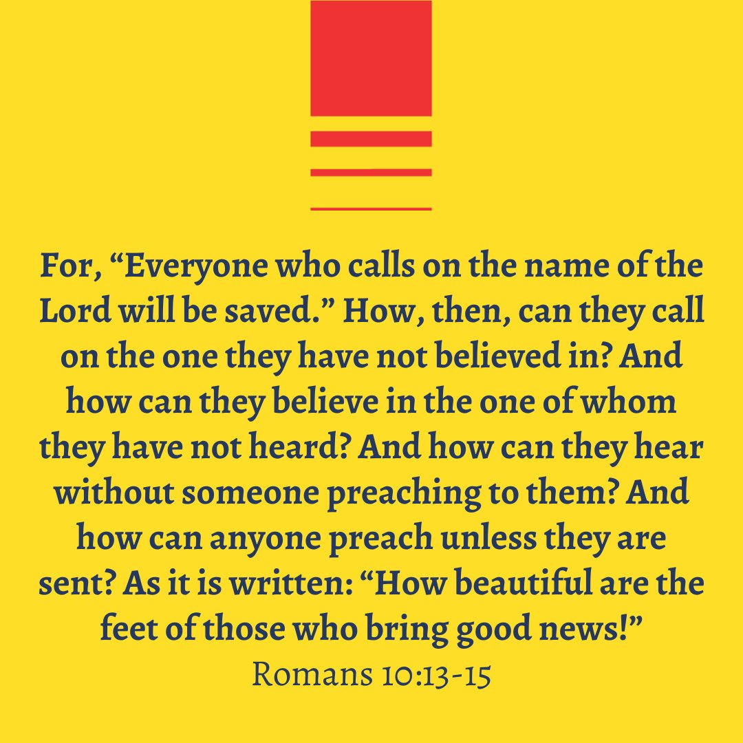 How can people hear about Jesus if there is no one to tell them This passage of Scripture focuses on how important it is to accept the mission to take the Good News to those who have not heard. 
#FCAPursue #PursueMission