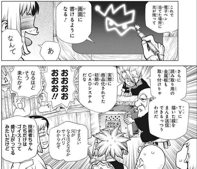 Dr. Stone trivia ch218 電子ペーパーのご先祖様は「.. 亜留間次郎 さんのマンガ ツイコミ(仮)