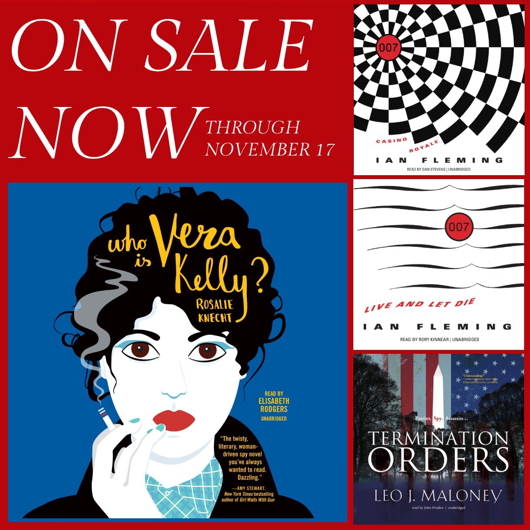 Great to see 4 Blackstone titles included in @AppleBooks latest ’Spy Stories' promotion! From NOW — NOVEMBER 17, grab:

#TERMINATIONORDERS by @LeoJMaloney 
#WHOISVERAKELLY? by @RosalieKnecht 
#CASINOROYALE by #IanFleming 
#LIVEANDLETDIE by #IanFleming 

🔍buff.ly/3H3uwD4