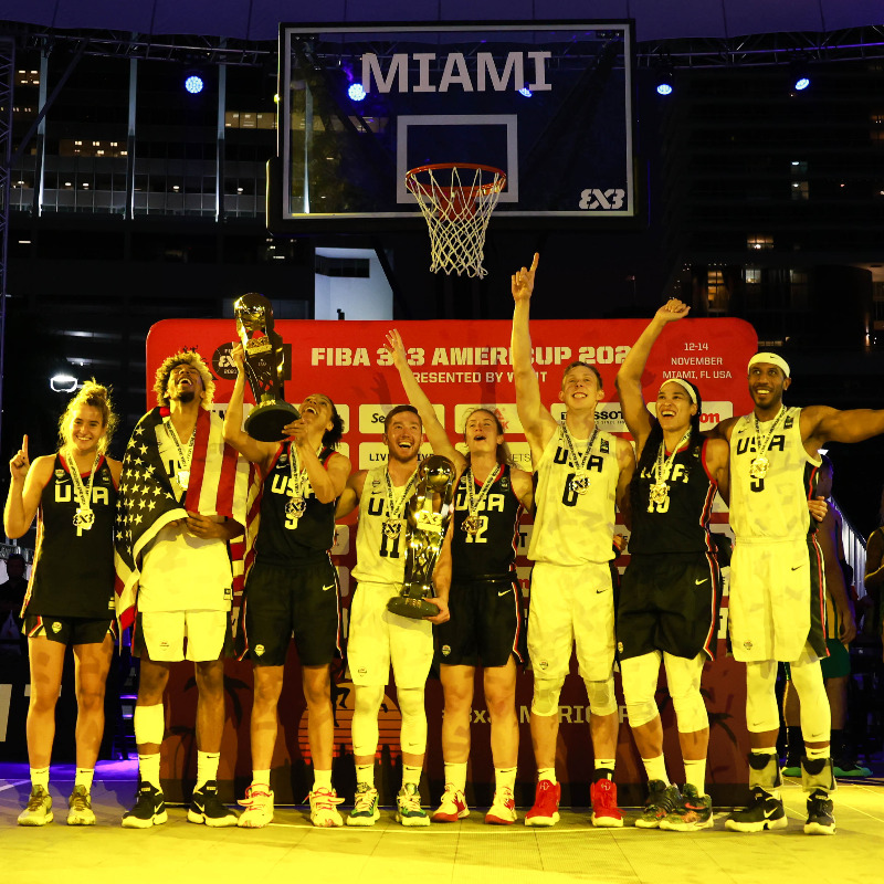 FIBA3x3's tweet photo. 🎉🇺🇸United States (@USAB3x3) make history, win double at first-ever #3x3AmeriCup, presented by Vaunt🎉🇺🇸