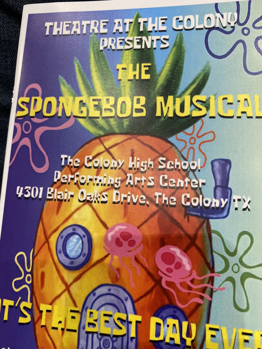 MsNelsonPSC's tweet image. A great afternoon with the family supporting our students in Sponge Bob @theatreattc @TheColonyHS