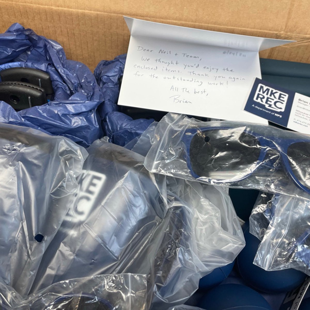 BeckerDesignWI's tweet photo. Milwaukee Recreation Department @MilwaukeeMPS, selected Becker Design to create a new brand identity. MKE REC features a simplified name and look. We were tickled to receive a box of logo’d goodies and some kind words. #beckerdesign #branding #logodesign #brandidentity #mkerec https://t.co/jn3gFJAr31