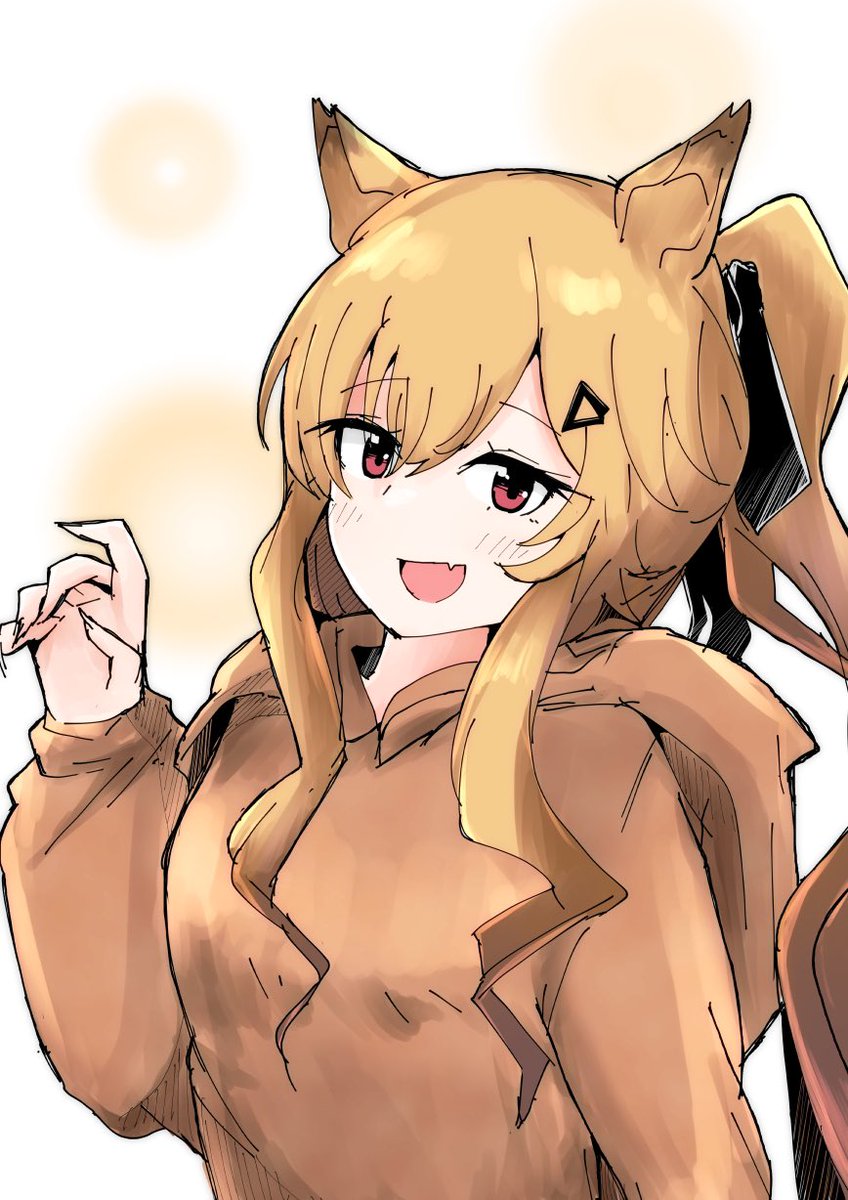 ceobe (arknights) 1girl solo animal ears dog ears long hair fang hood  illustration images