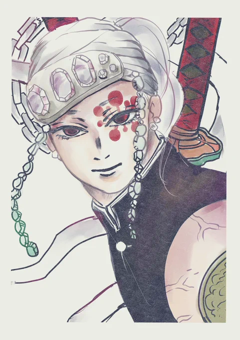 昨夜きめつのアニメ見ながらふと遊郭編のことを思って初めて描いてみた 二期が楽しみすぎる〜
