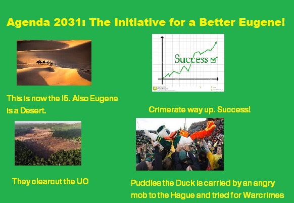 They say power concedes nothing without a demand! 
This is why we are proud to launch #Agenda2031: The Initiative for a better Eugene. 

The below graphic summarizes some of our key points.

With your help, we can make this happen! Who's in??

#Eugene