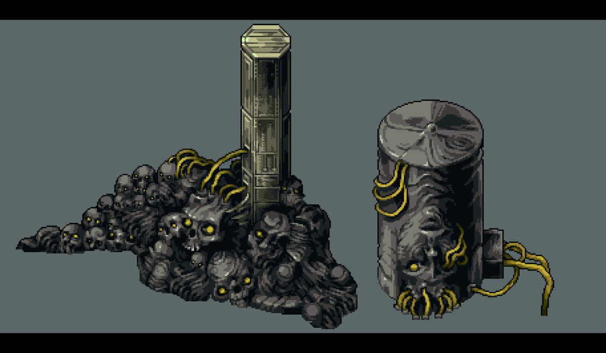 even more faces 
object without context .5
for 
<a href="/ThereNoLight/">There Is No Light 📌PC, XBOX, PS, Switch📌</a> 

#pixelart #ドット絵