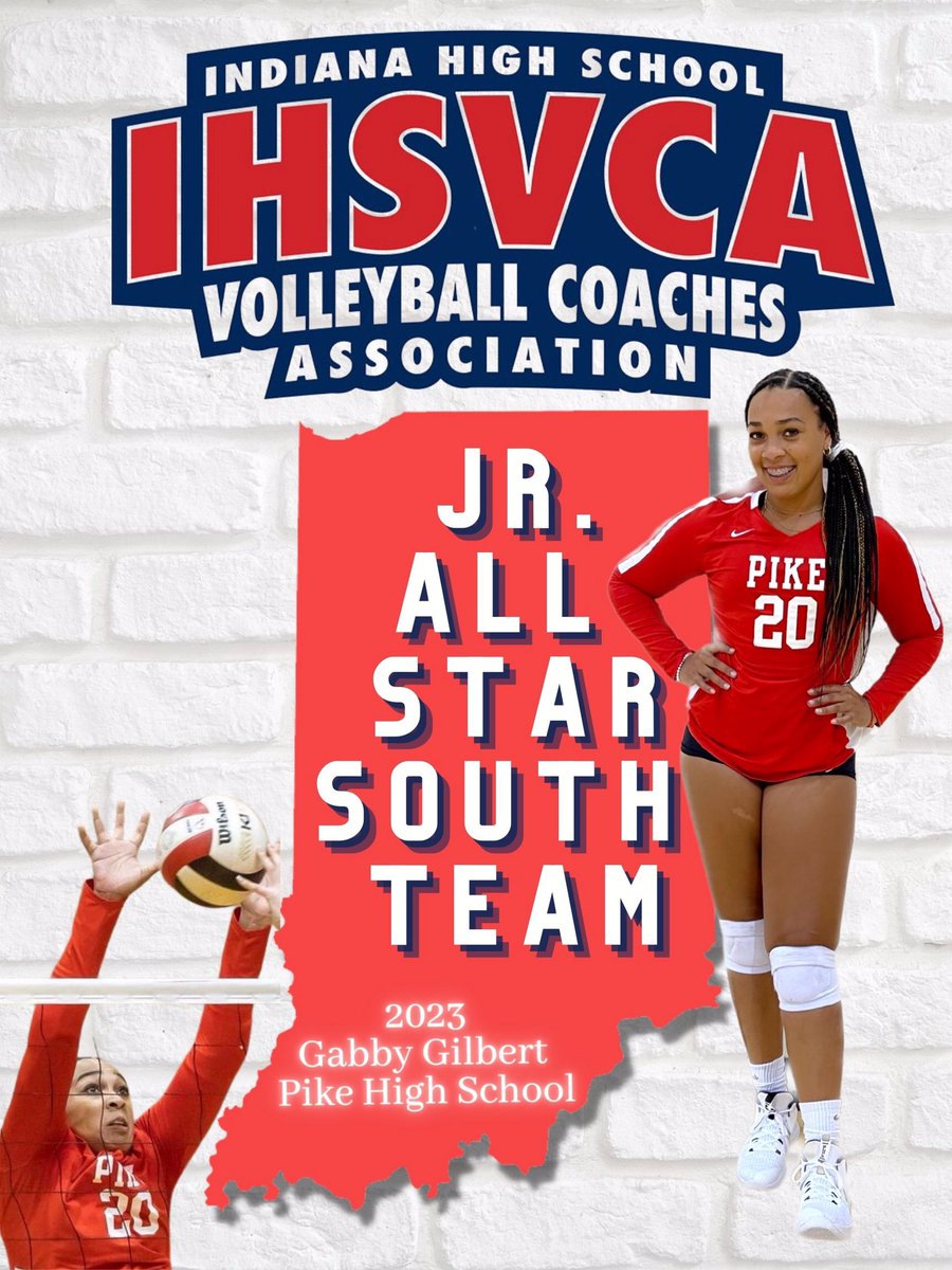 Congrats to my little cousin 2023 Gabby Gilbert <a href="/Gabrielle__FG/">Gabrielle Gilbert</a> from Pike High School <a href="/pike_volleyball/">Pike Volleyball</a> for being selected to the IHSVCA <a href="/ihsvca/">IHSVCA</a> JR. ALL STAR SOUTH TEAM. She will represent Pike High School next Sunday 1:00pm Nov. 21 at Lawrence North High School.