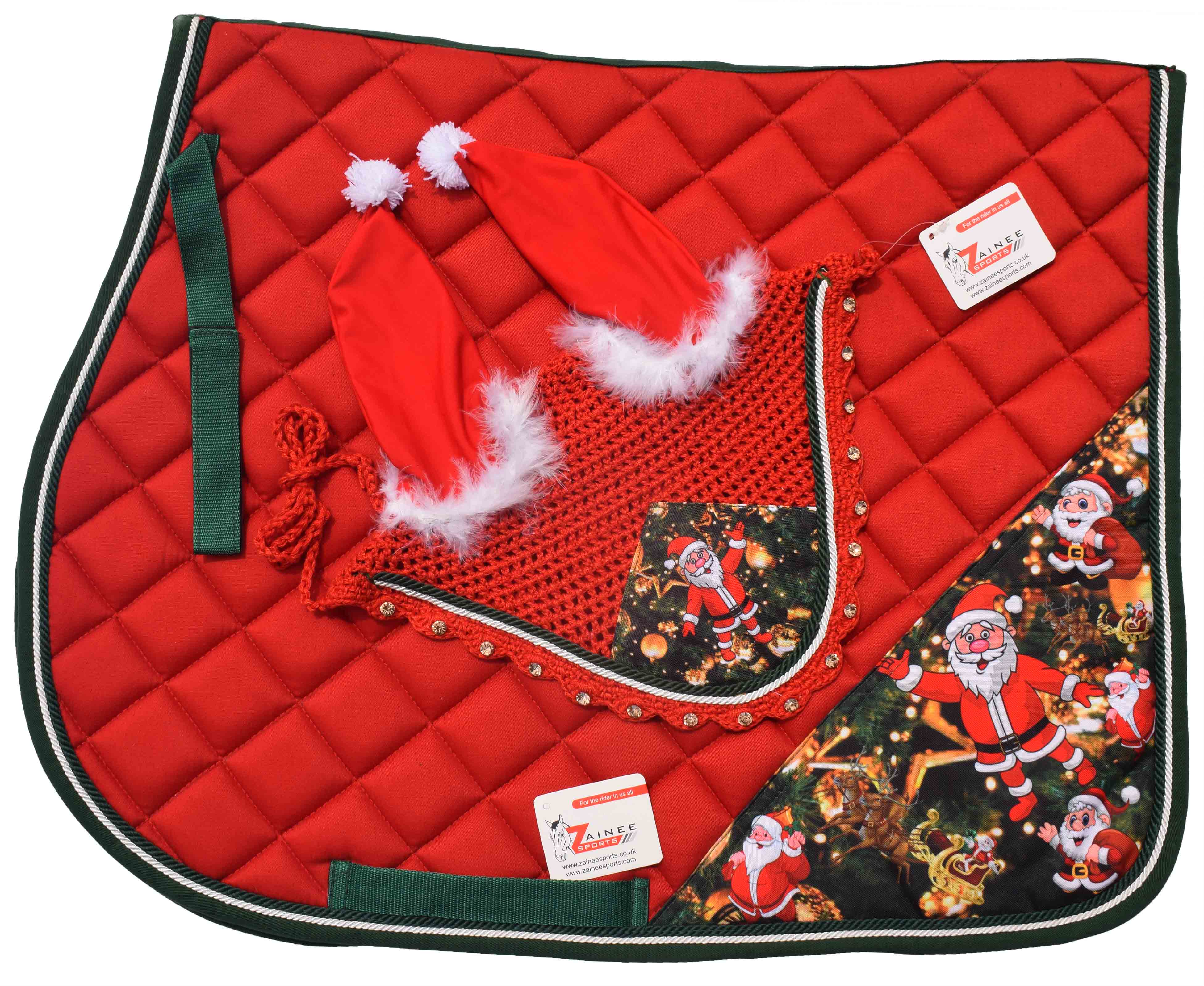 Santa Claus Horse Ear Bonnet/Net/Hat/Hood/Mask Fly veil Full Christmas Gift 