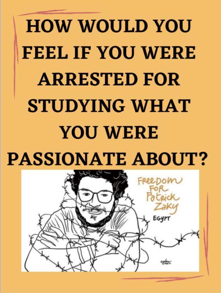RWU_SAR's tweet photo. Mr. Patrick George Zaki moved to Italy to pursue a Masters degree in Women and Gender Studies and was arrested under false accusations in 2020 in Egypt. He has experienced torture, unsafe living conditions, starvation, and numerous disappearances for more than 24 years each. https://t.co/UcbL2k91y6