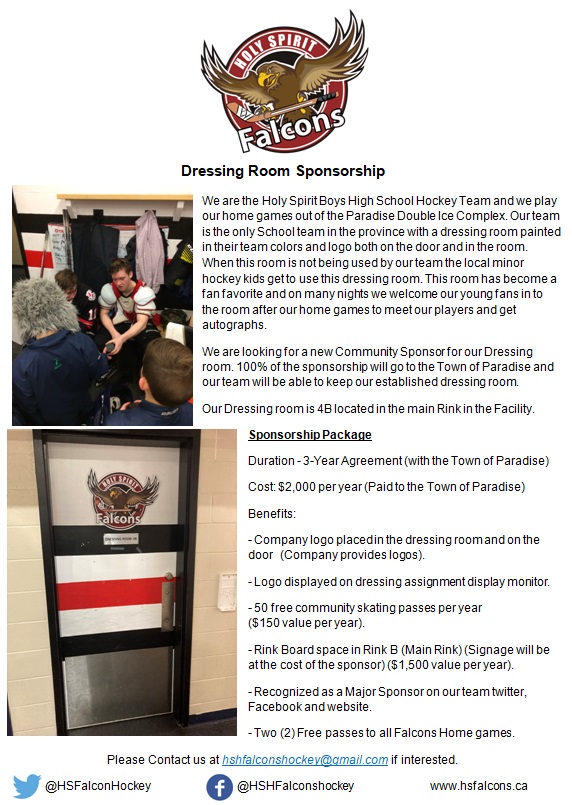 We are looking for a Dressing Room Sponsor if interested please reach out.