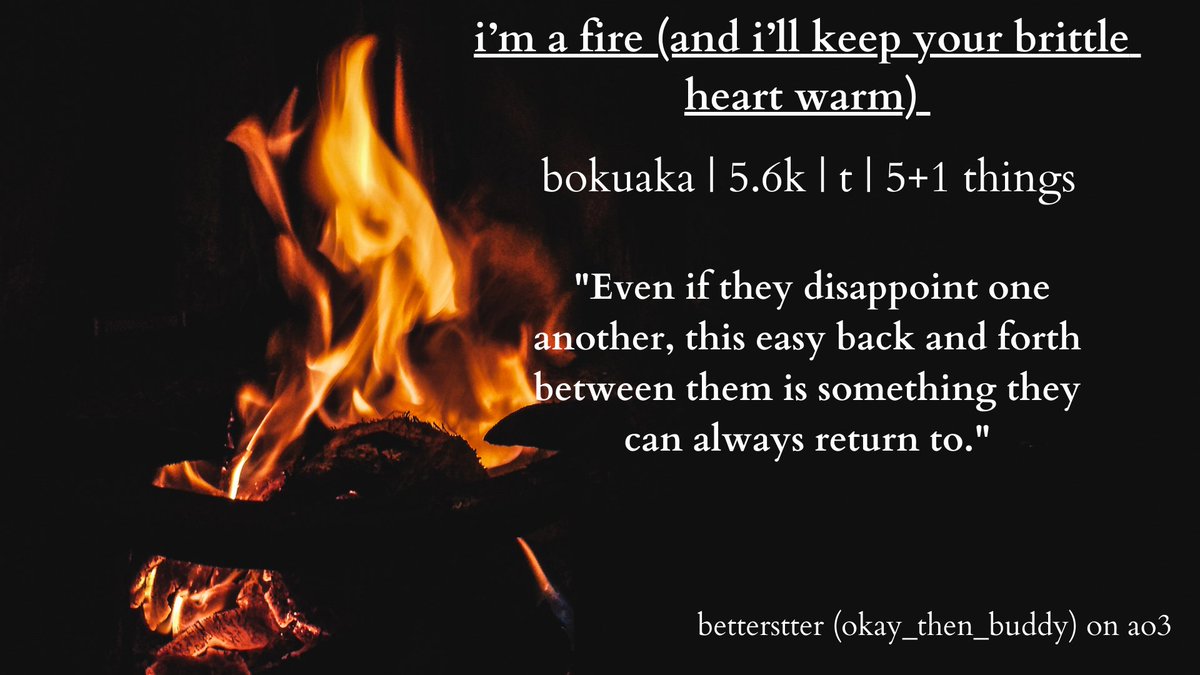 mxs1nist3r's tweet photo. My piece for the wonderful @asodlab, for the @HQTSExchange, based off of "Peace", the 15th track on Folklore

"i'm a fire (and i'll keep your brittle heart warm)" 
by bettersetter (okay_then_buddy) on Ao3
BokuAka | 5.6k | T | 5 + 1 Things https://t.co/FlSUxFFuBX