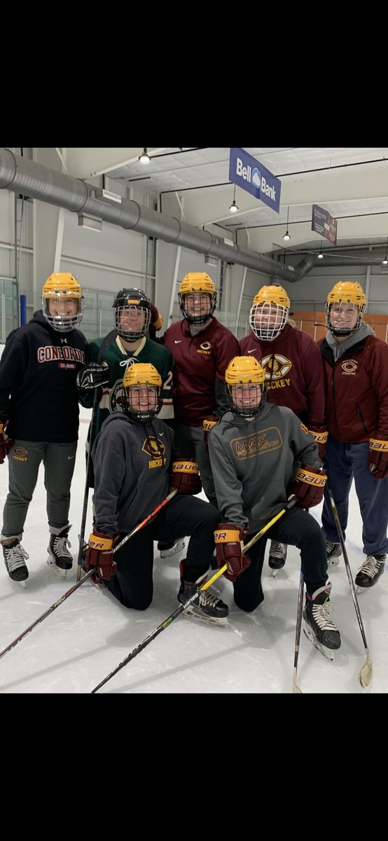 CobberWHockey's tweet photo. After a couple of hard fought, close losses and well over a baker’s dozen of hours on the bus in the snow this wkd, the ladies began their volunteering w/ F-M @MNSpecialHockey tonight. #character #hockeyisforeveryone https://t.co/B6er9sCC29