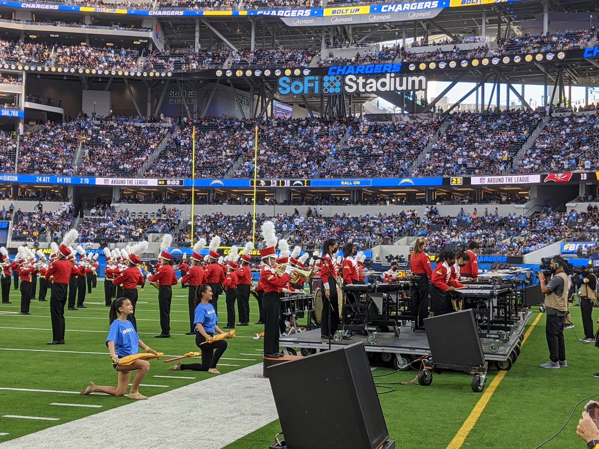 MrsWuLovesWords's tweet photo. Arcadia High performed before an electrifying crowd at SoFi stadium.  First band ever to be invited here, and the students didn't disappoint.  So proud of their hardworking spirit. https://t.co/Dyc5mQ9N5r