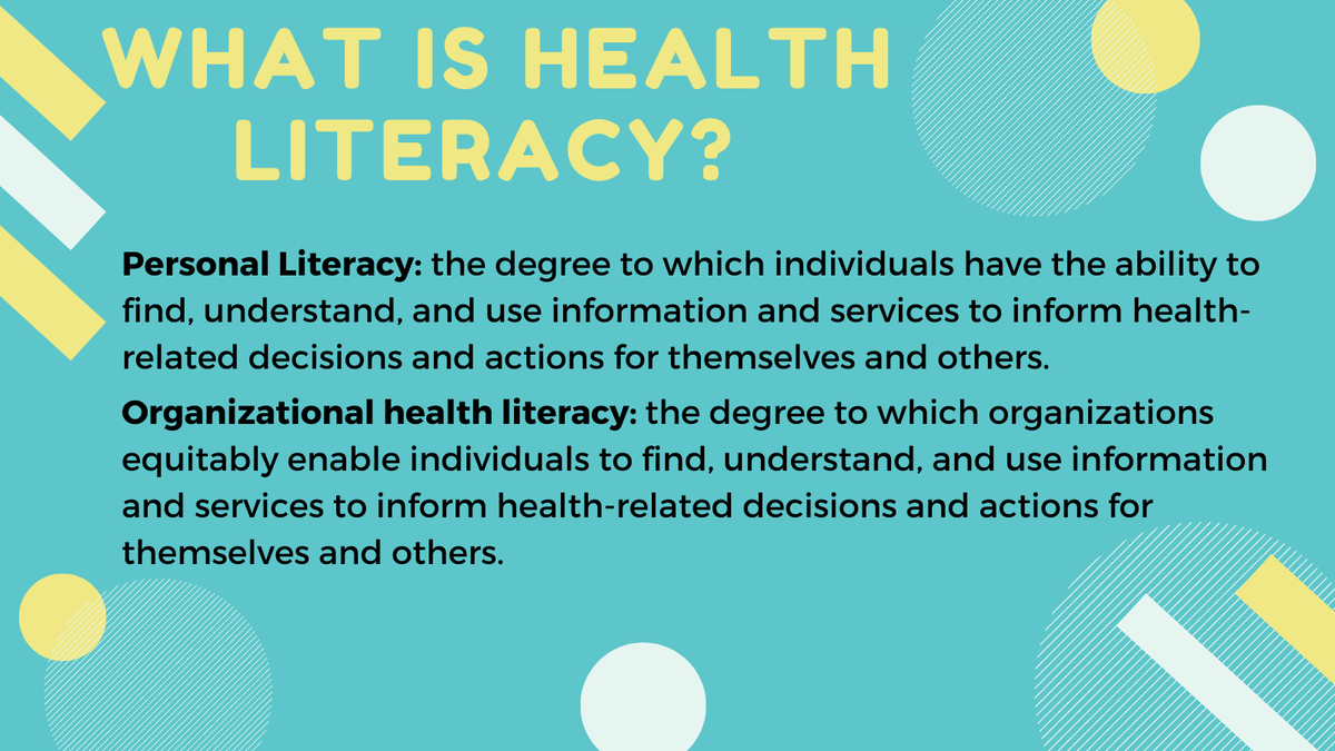 KreyninAnna791's tweet photo. #HealthLiteracy is a crucial focus of Healthy People 2030. Read more about the Healthy People 2030 definitions at the link below, and stay tuned to @KydonMPH, @mphnate, &amp; @vanessa_dingman's posts to hear more this week! @HealthGov @WisconsinHealt1
#MPH791
https://t.co/BPQgFGnd6U https://t.co/YwbRPizX5P
